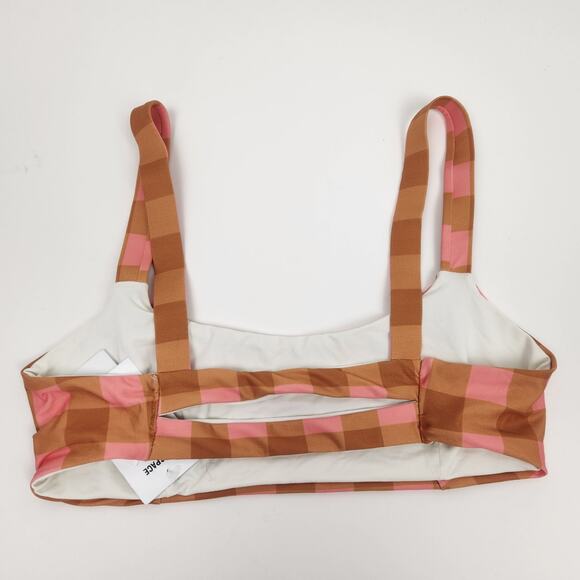L*Space Jess Bikini Top in Brown Pink Plaid Size DD NWT - Picture 4 of 6
